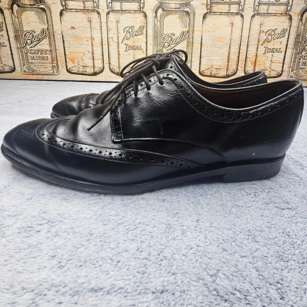 Allen Edmonds Bel Air Mens 12D Black Leather Wingtip Oxford Shoes USA Made Derby